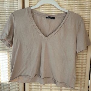 Zara V-neck cropped tee
